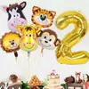 Set de Globos de Columna con Número de Cumpleaños para Niño Temática de Animales Decoraciones para Fiesta de Primer Cumpleaños de Bebé Pared de Fondo