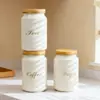 Frasco de Almacenamiento de Botella de Boca Estrecha Creativo Tapa de Bambú Frasco de Especias para Cocina Contorno Frasco de Azúcar para el Hogar Frasco de Café Frasco de Almacenamiento de Té
