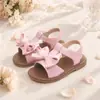 Sandalias de Satén con Lazo para Niñas Suela Suave Antideslizante Velcro Punta Abierta Dulce Estilo Princesa Zapatos para Niñas