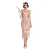 Vestido de Mujer Amazon Tema Gatsby Lentejuela Borla Corte Ajustado Midi Vestido de Fiesta de Graduación Atuendo de Presentación