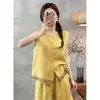 Nova Camisa Casual Versátil de Verão Bordada com Gola Redonda Sem Mangas para Mulheres Moda Cardigan Colete Colete Emagrecedor para Mulheres