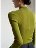 Escote en forma de pera, suéter de punto sin costuras, elegante y versátil para el trabajo, cuello semi-alto, prenda base de punto, top para mujer para capas, estilo otoño