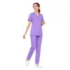 Uniformes de trabalho (scrubs) de manga comprida e curta Amazon transfronteiriços, uniformes de enfermeiro, roupas de trabalho para médicos masculinas e femininas, conjunto de duas peças elástico de secagem rápida