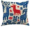 Funda de Almohada Nueva Estilo Dibujos Animados Simples de Ciervo y Flor Transfronteriza Amazon para Oficina, Dormitorio, Sofá