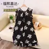 Vestido Feminino Fuxijia Da Seda de Gelo Floral Perfurado Verão Novo Casual Solto Tamanho Grande Emagrecedor Camisola