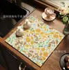Alfombrilla Absorbente para Encimera de Cocina Estilo Americano Floral, Alfombrilla Drenante de Tierra de Diatomeas para Mesa de Comedor Barra de Cocina, Alfombrilla de Secado Rápido para Cafetera