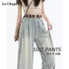 Calça Jeans Wide Leg Estreita para Mulheres Primavera e Verão 2025 Tendência Versátil Novo Estilo Petite Cintura Alta Solta Caimento Reto