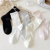 Calcetines holgados delgados de malla transpirable para primavera/verano para mujer con lazo de cinta 3D, hasta la mitad de la pantorrilla, estilo ballet, calcetines de algodón