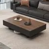 Mesa de Centro de Madeira Maciça Estilo Retrô Sala de Estar Uso Doméstico Tampo de Rocha Minimalista Moderno Luxo Leve Italiano Apartamento Pequeno e Grande Nova Mesa de Centro