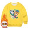 Suéter con cuello redondo y forro polar para niños con estampado del equipo Wangwang, abrigo holgado y grueso para niñas