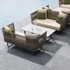 Conjunto de Móveis de Liga de Alumínio para Varanda Externa Nórdica, Sofá de Lazer para Pátio, Mesa de Centro à Prova de Sol e Impermeável, Cadeira