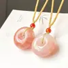 Pingente de flor de pessegueiro de Xinjiang, pingente de Buda, cadeado de nuvem auspiciosa de flor de pessegueiro, fivela de paz de flor de pessegueiro, pingente de jade de raposa folha