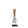 Espátula de cozinha com cabo de madeira em aço inoxidável, espátula para teppanyaki, espátula perfurada, espátula para bife, espátula triangular, espátula para pizza, espátula de mão para panqueca