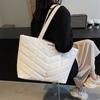 2025 Nova Bolsa de PU Bolsa de Roupas de Algodão Bolsa de Mão Bolsinha de Ombro Acolchoada para o Trabalho Bolsa Tote de Grande Capacidade