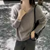 Suéter de lana para mujer, suéter con forro polar, suéter de punto liso de ajuste holgado para otoño e invierno, capa base, top de cachemira, estilo moderno, fabricante