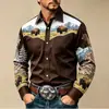 Camisa de Manga Larga Estilo Vaquero Occidental para Hombre Personalidad Moderna Casual Calle Retro Camisa Fuente de Fábrica Dropshipping
