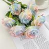 Venta al por mayor transfronteriza de rosas de simulación de tela de seda única para bodas, hogar, Día de San Valentín, flores falsas, decoración, ramo de flores para pared