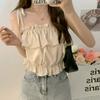 Camisola corta coreana dulce y sexy con tirantes con volantes y ombligo descubierto para mujer, nueva para primavera y verano