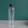 Garrafa PET 200ml ombro redondo transparente para hidrolato, frasco vazio para refil cosmético de água de essência loção com tampa plástica comum
