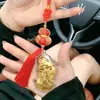 Chaveiro Dourado Gato da Sorte Pingente de Pônei em Ouro Puro Presente Corrente para Celular Decoração Atacado Ornamento do Deus da Fortuna para Interior de Carro
