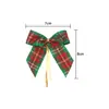 Decoración de Lazo Rayado Rojo y Verde Navideño Transfronterizo, Correas de Cinta Atadas a Mano, Accesorios para Cajas de Regalo DIY Estampado en Caliente