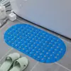 Tapete de Banheiro Antiderrapante Cor Sólida Oval Ponto Contas Tapete de Banho Tapete Massageador Oco Ventosa Tapete para Pés de Banheiro