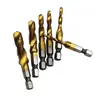 Máquina tres en uno de plástico con revestimiento de titanio, 6 piezas, bolsa de plástico, composite, grifo, broca de grifo, roscado, perforación y roscado composite, avellanado integrado