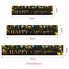 Banner de Año Nuevo Transfronterizo Feliz Año Nuevo Nochevieja Decoración de Patio Sala de Estar Banner Negro Dorado Personalización