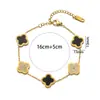 Pulsera de trébol de cuatro hojas de acero de titanio que no se desvanece con diamantes, pulsera de dijes de moda de oro rosa de 18 quilates, pulsera de cinco flores estilo europeo y americano