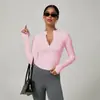 Venta Caliente Transfronteriza Chaqueta Fina de Yoga Secado Rápido Cremallera Chaqueta Corta para Mujer Otoño/Invierno Estilo de Alta Gama Ajuste Delgado Cintura Ceñida