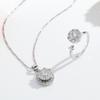 Runxin en stock Collar TikTok para mujer Anillo giratorio Celebridad de Internet Anillo de collar giratorio Traje de conjunto de joyería de dos piezas