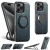 Funda de Carga Inalámbrica Adecuada para iPhone 18 Samsung S26 Succión Magnética Soporte Giratorio de 360 Grados Hebilla de Anillo Funda de Cuero