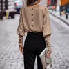 2025 Comercio Exterior Ropa Europea y Americana Transfronterizo Amazon Estación Independiente Aliexpress Camiseta Manga Larga Botones Color Sólido Casual
