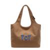 Estilo Ins Bordado de Letras Nicho Artístico Pequeno Fresco Mochila Casual Grande Capacidade Bolsa de Ombro Bolsa de Tecido Lazy Sail