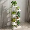 Suporte de Flores de Madeira Maciça e Ferro Layout de Sala de Estar Escada de Chão Multicamadas Rack de Armazenamento para Suculentas Varanda Suporte para Vasos de Flores