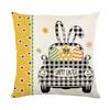 Funda de almohada de Pascua para el hogar, funda de cojín con estampado de conejo en blanco y negro de dibujos animados, decoración para sala de estar, cojín personalizado para sofá