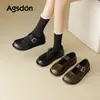 Sapatos Mary Jane Augusden para Mulheres 2026 Novo Estilo de Verão, Adequados para Combinar com Vestidos, Sapatos Casuais Slip-On de Couro Marrom