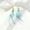 Brincos de Pena Boêmios Transfronteiriços Estilo Étnico Simples Retrô Acessórios de Brincos com Franjas para Férias de Verão na Praia para Mulheres