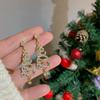 Estilo europeu e americano nicho design colorido brincos de árvore de Natal moda longa all-match diamante floco de neve brincos presente de Natal