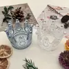 Suporte de Vela de Vidro Embossado Retrô Suporte de Vela Pequeno de Coroa Porta-Caneta de Cristal com Coroa Embossada Retrô Porta-Caneta de Manicure