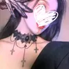 Gothic Dark Lolita Lace Cross Chains Gargantilha Pescoço Alça Halloween Punk Collar Mulheres Legal
