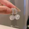 Pendientes de Aro de Perlas con Encaje Estilo Francés para Mujer, Pendientes Versátiles Elegantes de Lujo Ligero Estilo Corte, Nicho de Lujo Ligero