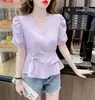 Verano 2026 Nuevo Estilo Francés Doble Capa Volantes Encaje Corbata Moda Ajustado Camisa Súper Elegante Top