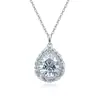 Collar de plata de ley S925 con moissanita en forma de pera y gota de agua para mujer, moderno y lujoso, adecuado para banquetes, cadena para la clavícula, stock de fábrica al por mayor