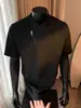 Directamente del fabricante: Camiseta de Manga Corta con Cuello Diagonal Pesado y Cremallera para Hombre y Mujer, Diseño de Verano con Cuello Alto, Hombro Normal, Top de Manga Media