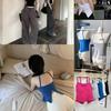 6080 # Camisola Sexy de Tirantes con Abertura de Color Puro Dulce, Parte Trasera Hermosa, con Top Tubo Acolchado, Ropa Anti-Exposición