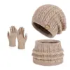 Conjunto de Gorro, Guantes y Bufanda, Cálido para Invierno al Aire Libre, Gorro de Lana Tejido con Protección para las Orejas para Hombres y Mujeres, Gorro de Punto de Moda Europeo y Americano