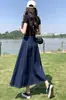 Saia Jeans Saia Feminina Primavera e Outono Nova tamanho grande Gordinha M Cintura Alta Emagrecimento Design de Saia Evasê Com Cintura Solta