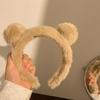 Primavera e Outono Tiara Fofa de Orelhas de Urso de Pelúcia Feminina Desenho Animado Cabelo Quebra Lavar o Rosto Franja Aplicar Máscara Faixa de Cabelo Acessório de Cabeça
