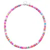 Estilo de Playa de Verano Europeo y Americano Nuevo Collar Hecho a Mano para Mujer Uso Apilado Cadena de Clavícula con Cuentas de Colores Cadena de Collar de Cerámica Blanda DIY